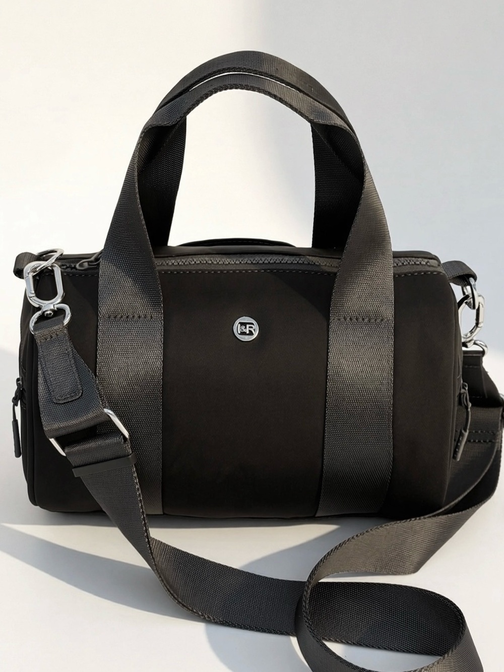 Iris and Rainbow Dark Grey Mini Duffle CrossBody Bag